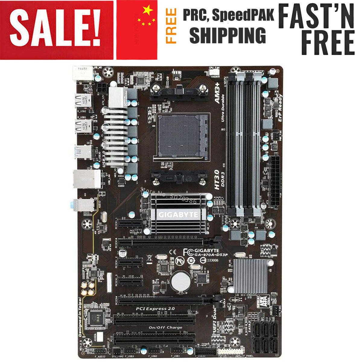 Gigabyte GA-970A-DS3P Motherboard AM3+ DDR3 PCIE 2.0 SATA 6Gb/s SATA 3.0 USB 3.0