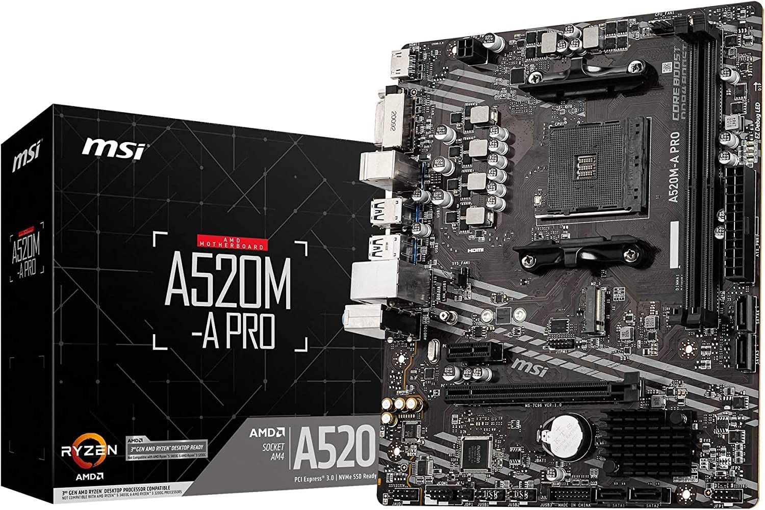 MSI A520M-A PRO Motherboard Micro ATX AMD A520 Socket AM4 Ryzen 5000 Ready Japan