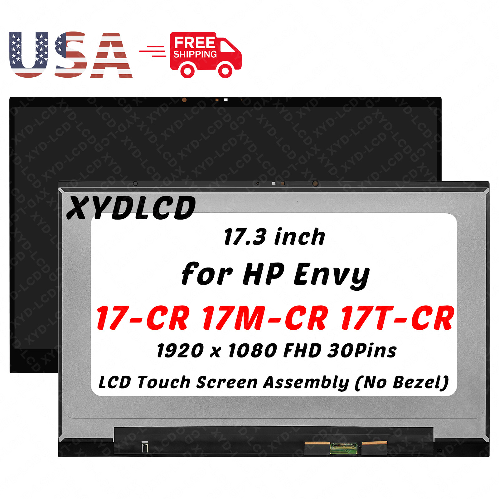 17.3in for HP Envy 17-CR 17M-CR 17T-CR M93580-AA1 LCD Touch Screen Assembly FHD