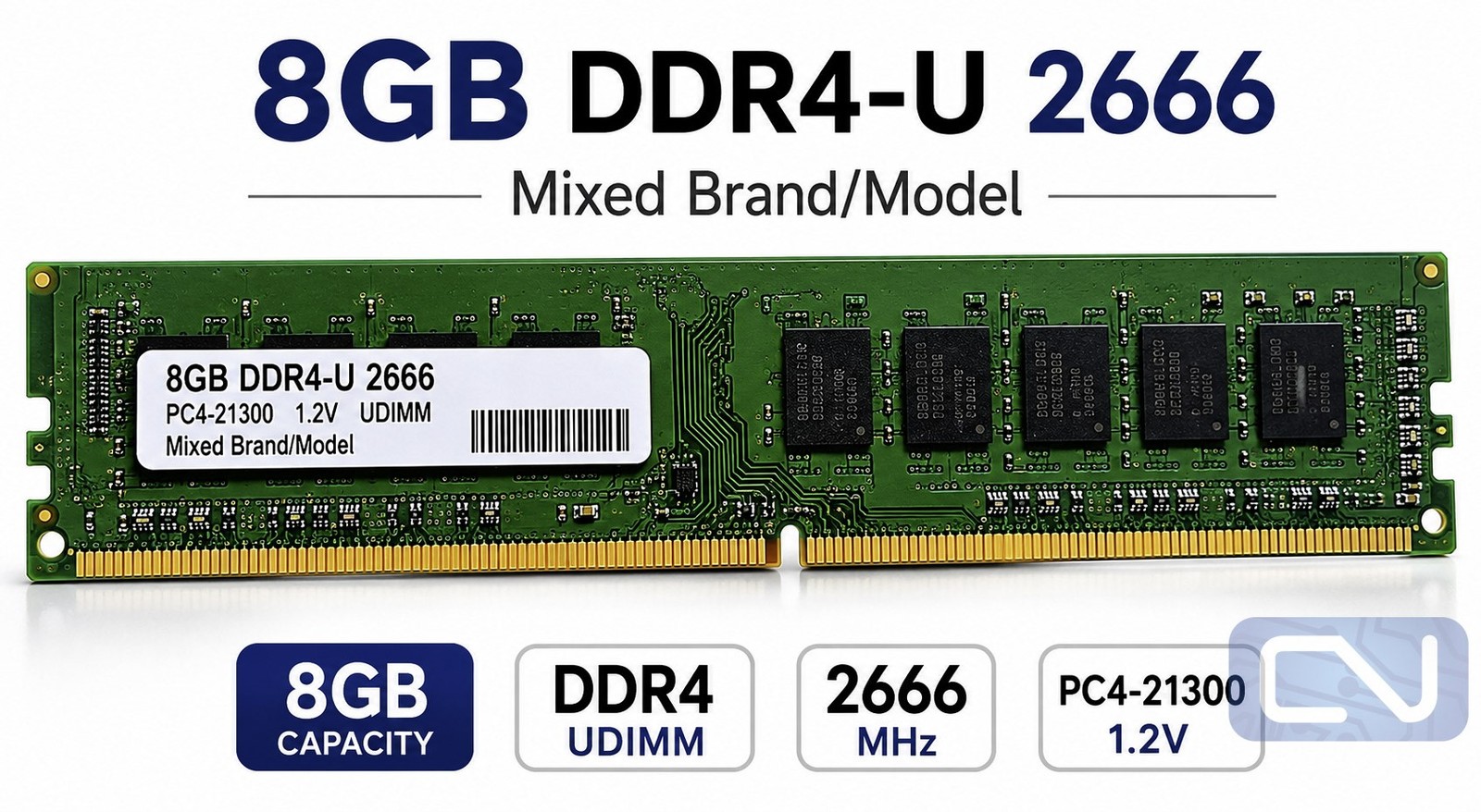 8GB DDR4 2666 MHz Mixed Brand PC4-21300 U-DIMM (Desktop Memory) RAM