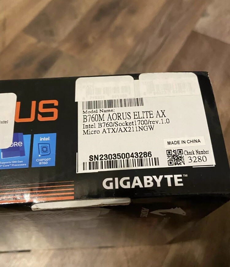 NEW! Gigabyte B760M Aorus Elite AX DDR5 Intel Socket LGA 1700 Motherboard