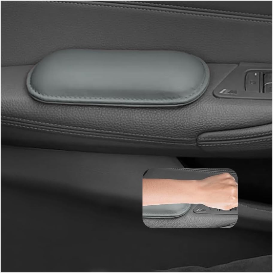 2PCS Car Door Armrest Pads,Soft Leather+Memory Foam Knee Pads for Gray