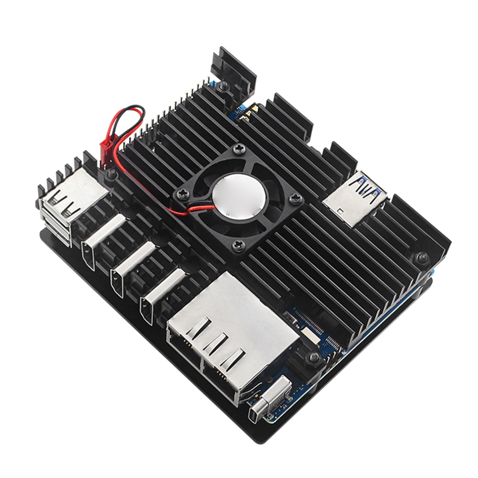 Aluminum Alloy Housing Case Shell with Cooling Fan&Heatsink For Orange Pi 5 Plus
