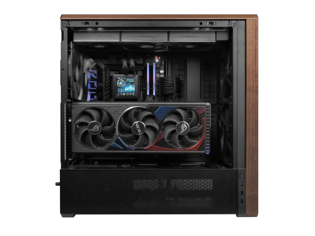 Lian Li LANCOOL 217 Genuine Walnut Wood Computer Case, Mid-Tower ATX PC Case wi