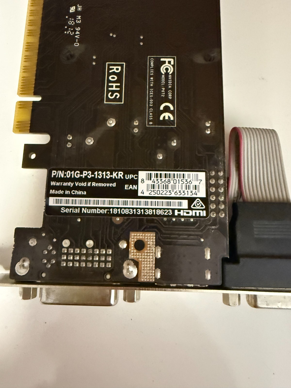 1 x NVIDIA P672 01G-P3-1303-KR EVGA Video Card PCIe DVI VGA HDMI