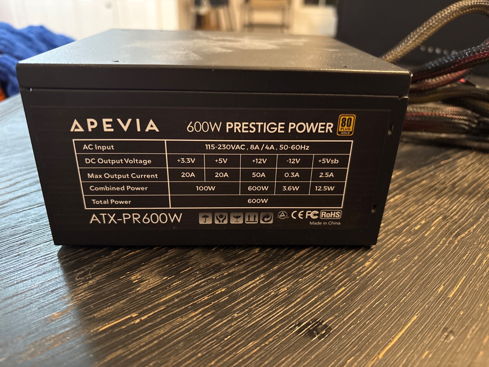 Apevia 600W Prestige ATX-PR600W 80 Plus Gold Power Supply ~ Used