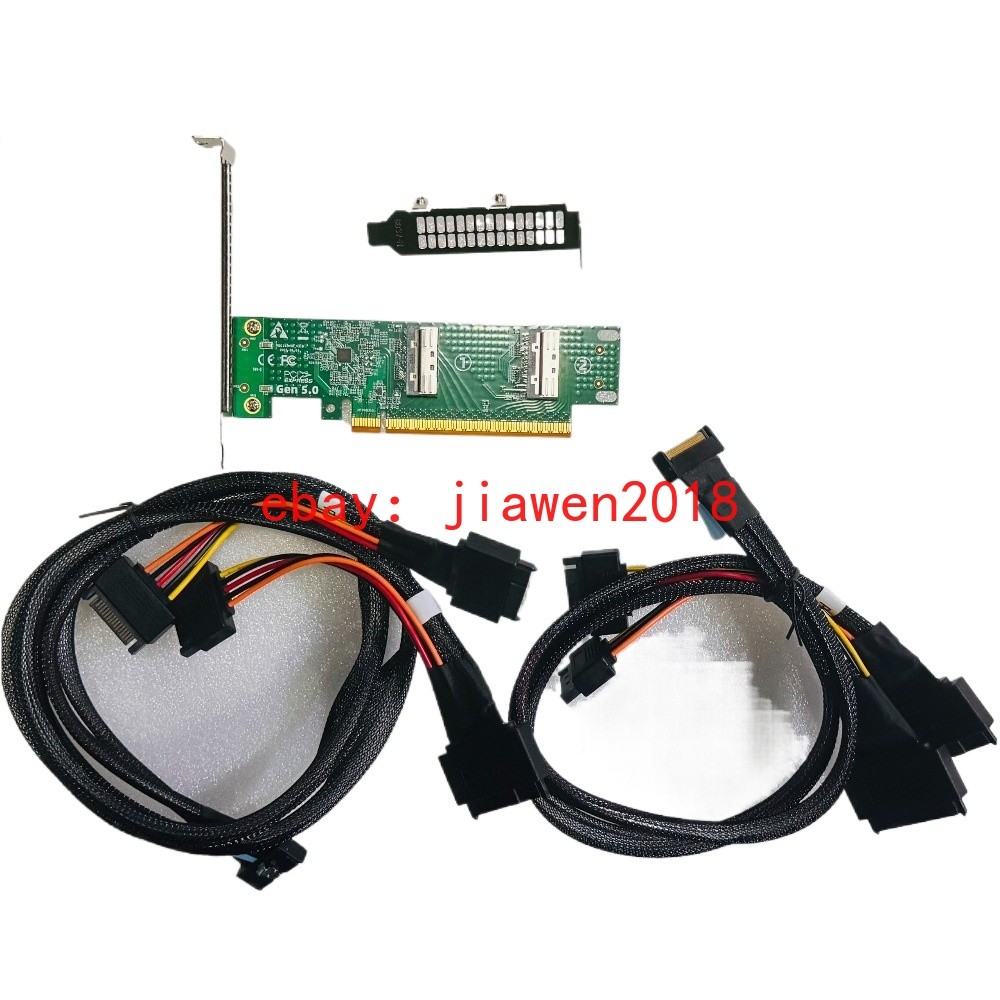 PCI-E 5.0 PCIE 16X To 2 Port U.2 NVMe Adapter MCIO 8i 1*MCIO TO 2*SFF-8639 Cable