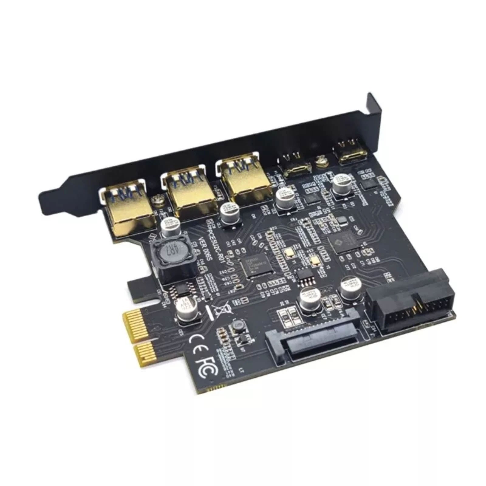 USB3.2 GEN1 PCI-E Expansion Card 5 Ports 2*Type-C 3*USB-A 19 Pin Connector 5Gb0d