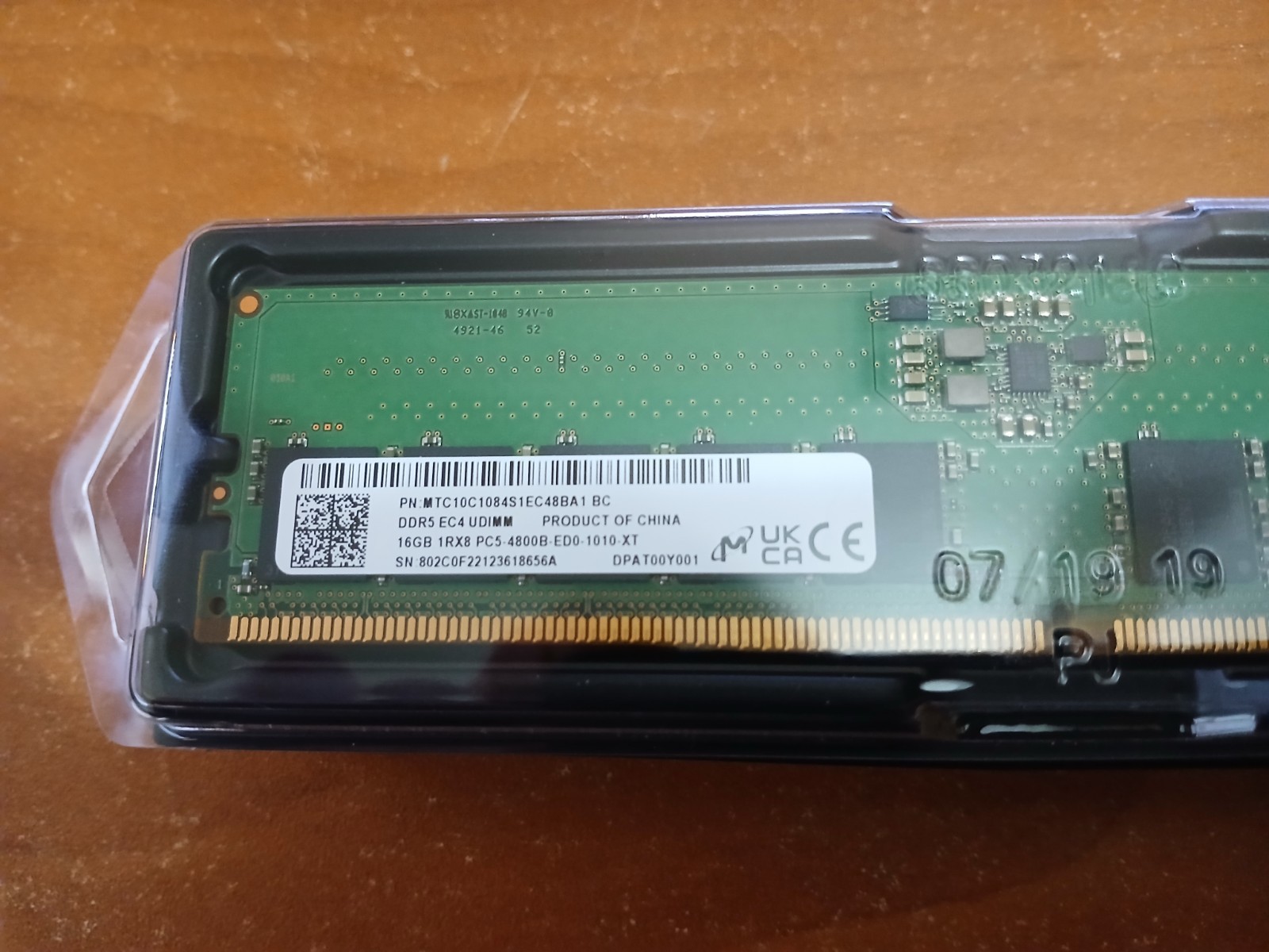 16GB Micron DDR5-4800 EC4 ECC UDIMM DESKTOP/SERVER RAM MTC10C1084S1EC48BA1