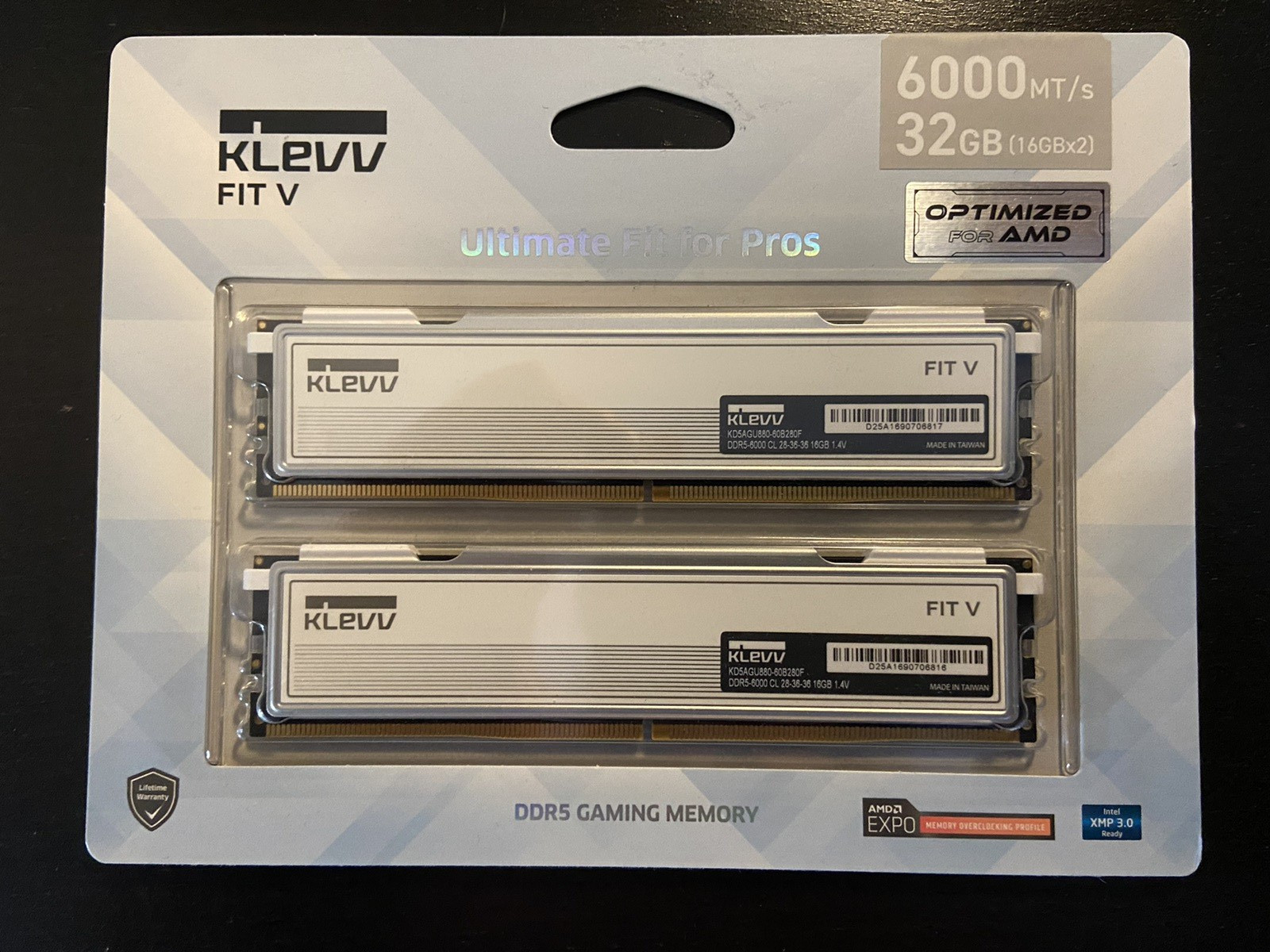 KLEVV FIT V DDR5 32GB (2X 16GB) 6000MH/z CL28 Gaming Memory RAM kit XMP 3.0