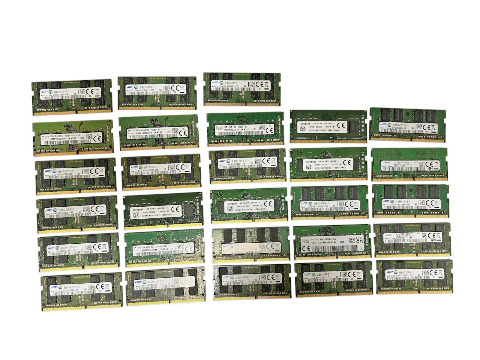 Assorted 8GB SO-DIMM RAM (Samsung, SK hynix CHINA, Kingston) *Lot of 28*