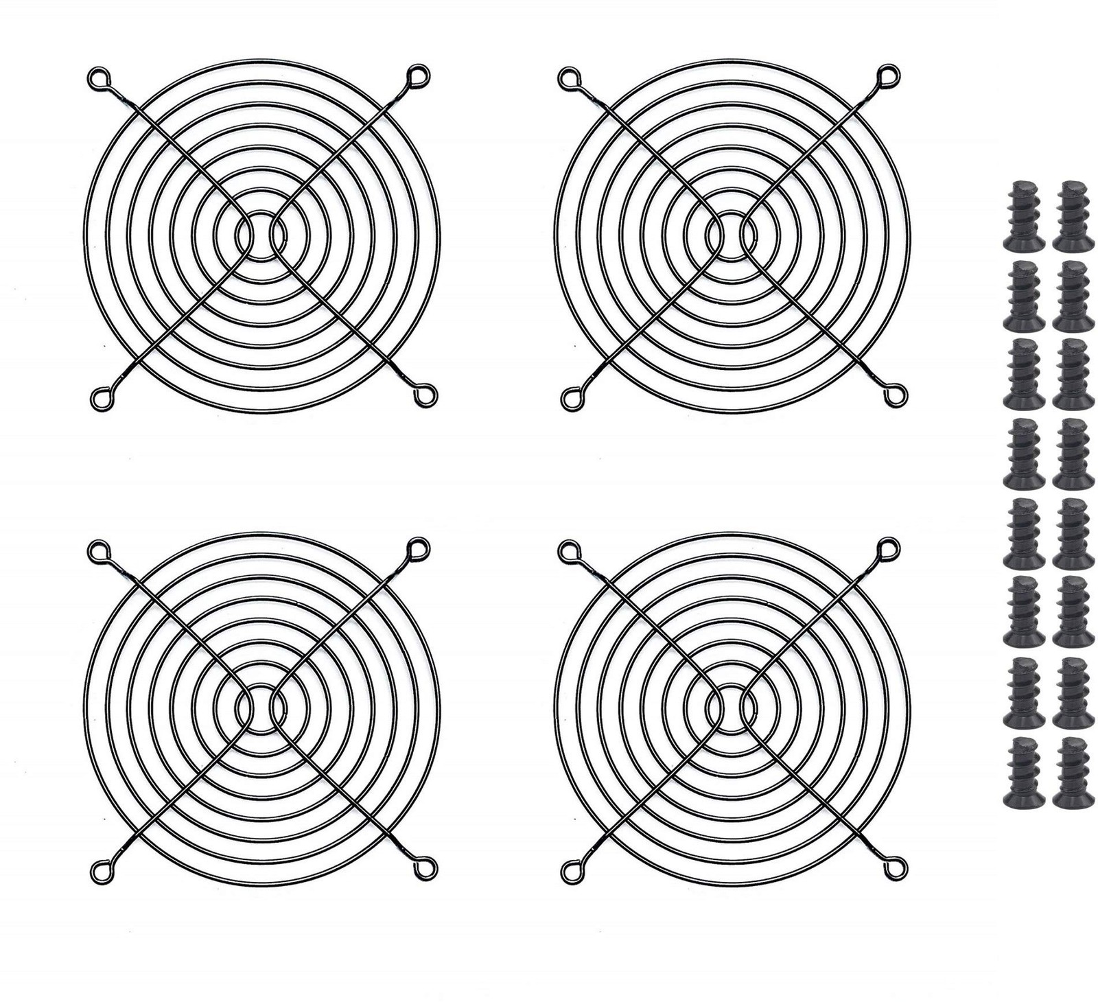 Easycargo 4pcs 120mm Fan Grill Guard Black with Screws