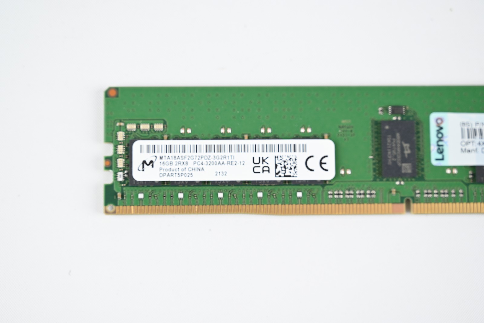 Micron DDR4 ECC RAM 16GB 1x16GB RDIMM PC4-3200AA (MTA18ASF2G72PDZ-3G2R) 02JK236