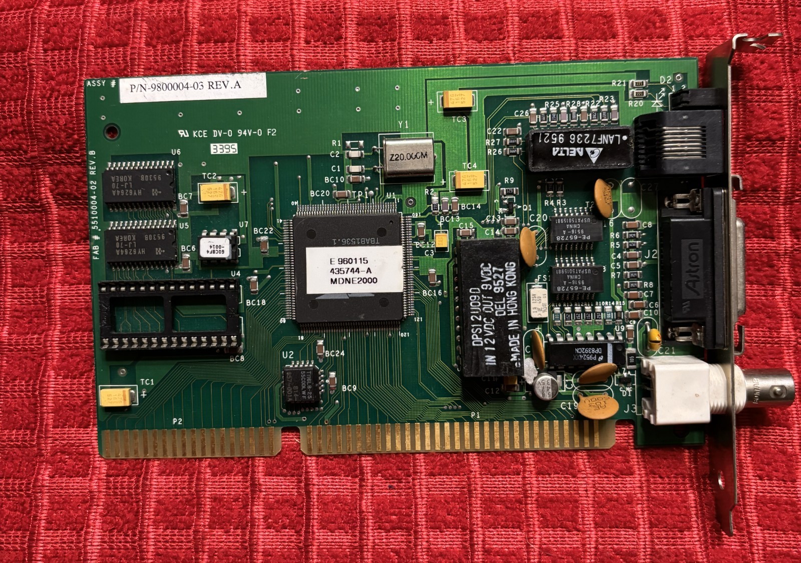 Novell NE2000 Plus3 Eagle ISA BNC Network Card Ethernet LAN Card Ethernet