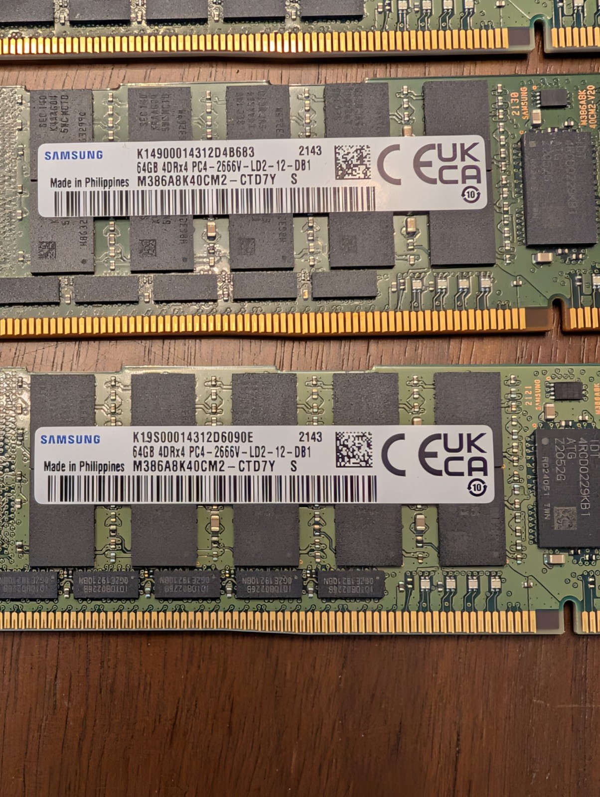 4 Lot SAMSUNG 64GB 4dRx4 PC4-2666V-LD2 DDR4 ECC SERVER RAM M386A8K40CM2-CTD7Y