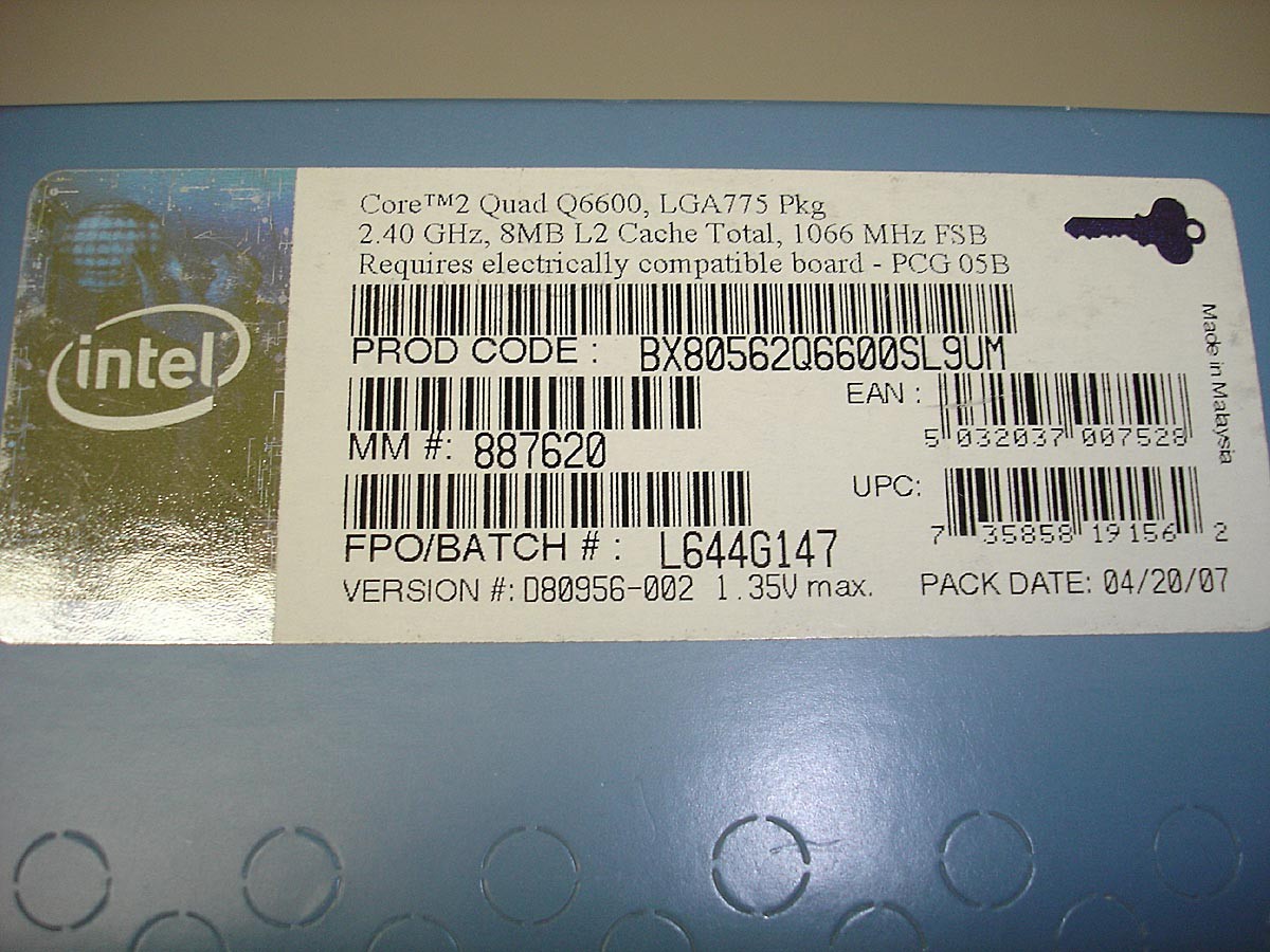 Intel Core 2 Quad Q6600 2.4 GHz 1066 MHz 8 MB LGA775 – SL9UM – NEW