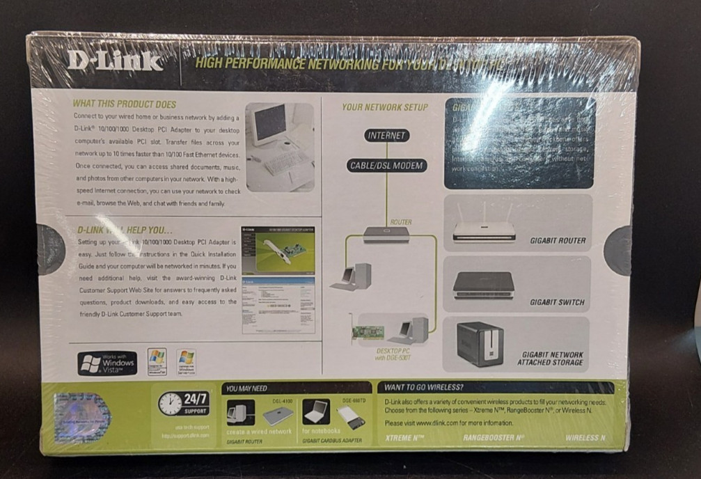 D-Link DGE-530T 10/100/1000 Desktop PCI Adapters – NEW