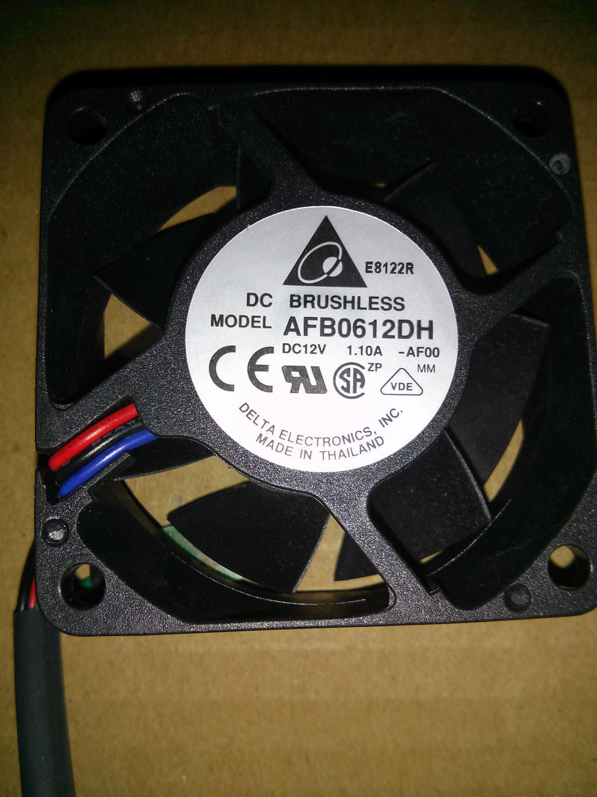 Delta AFB0612DH Brushless Fan, DC12V 1.10A, 60x60x25mm