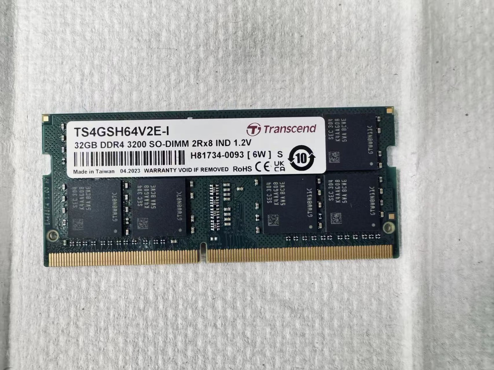 Transcend 32GB PC4-25600 3200MHz DDR4 3200AA SO-DIMM Laptop RAM 2RX8 H81734-0093