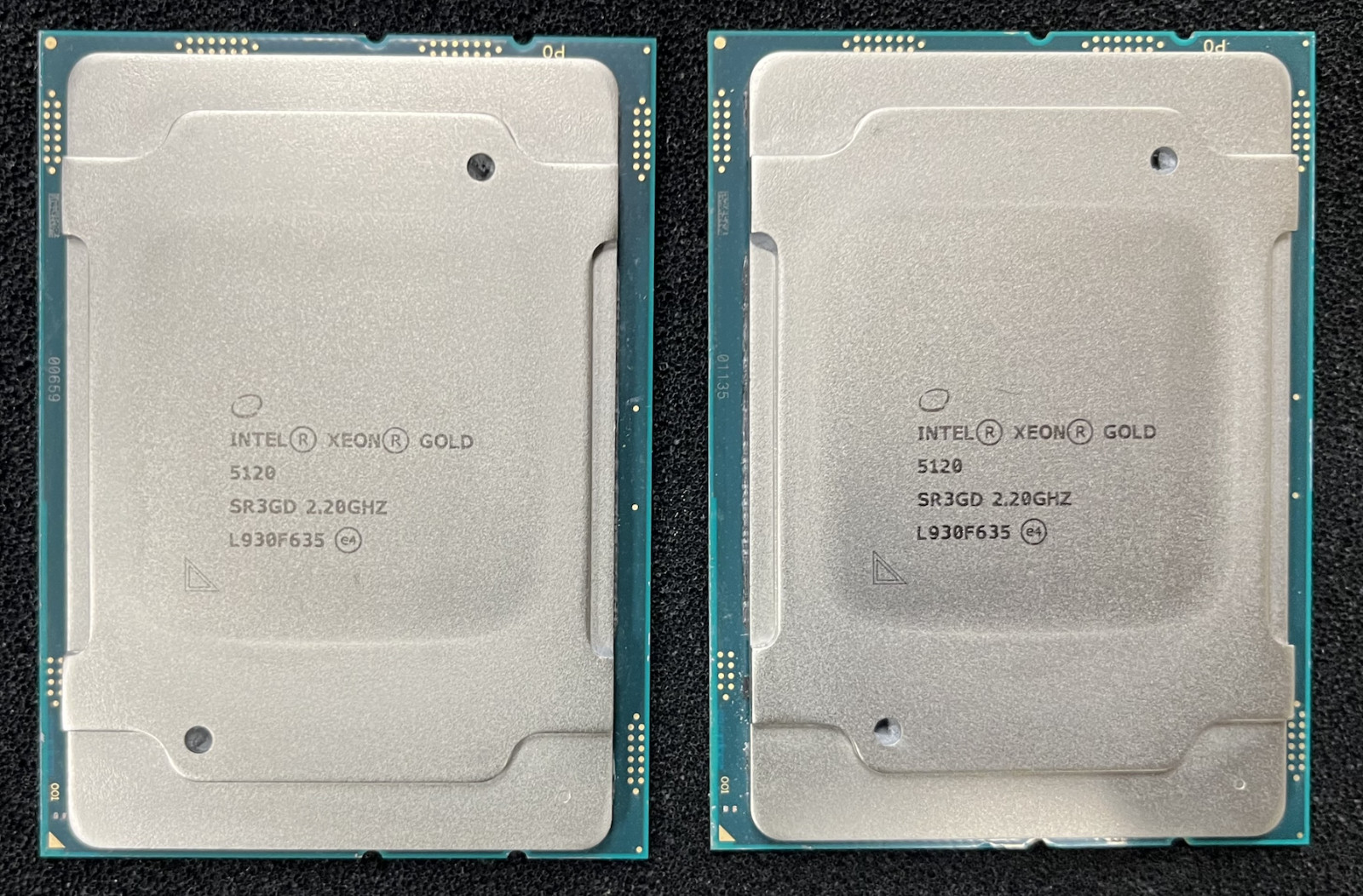 Lot of (2) SR3GD Intel Xeon Gold 5120 14-Core 2.20GHz 10.40GT/s UPI 19.25MB CPUs