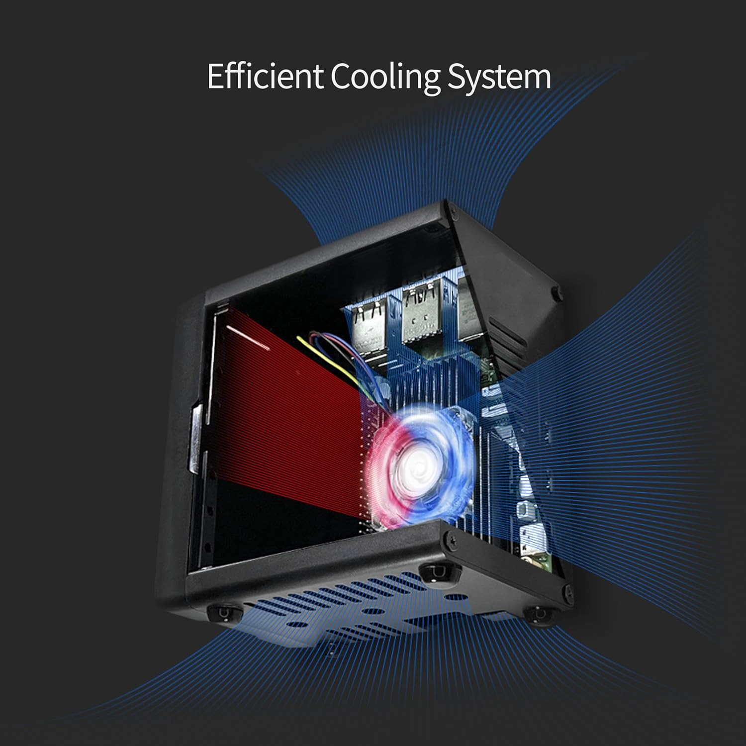 Electrocookie Mini PC Case for Raspberry Pi 5 with M.2 Nvme SSD Pcie HAT and Act