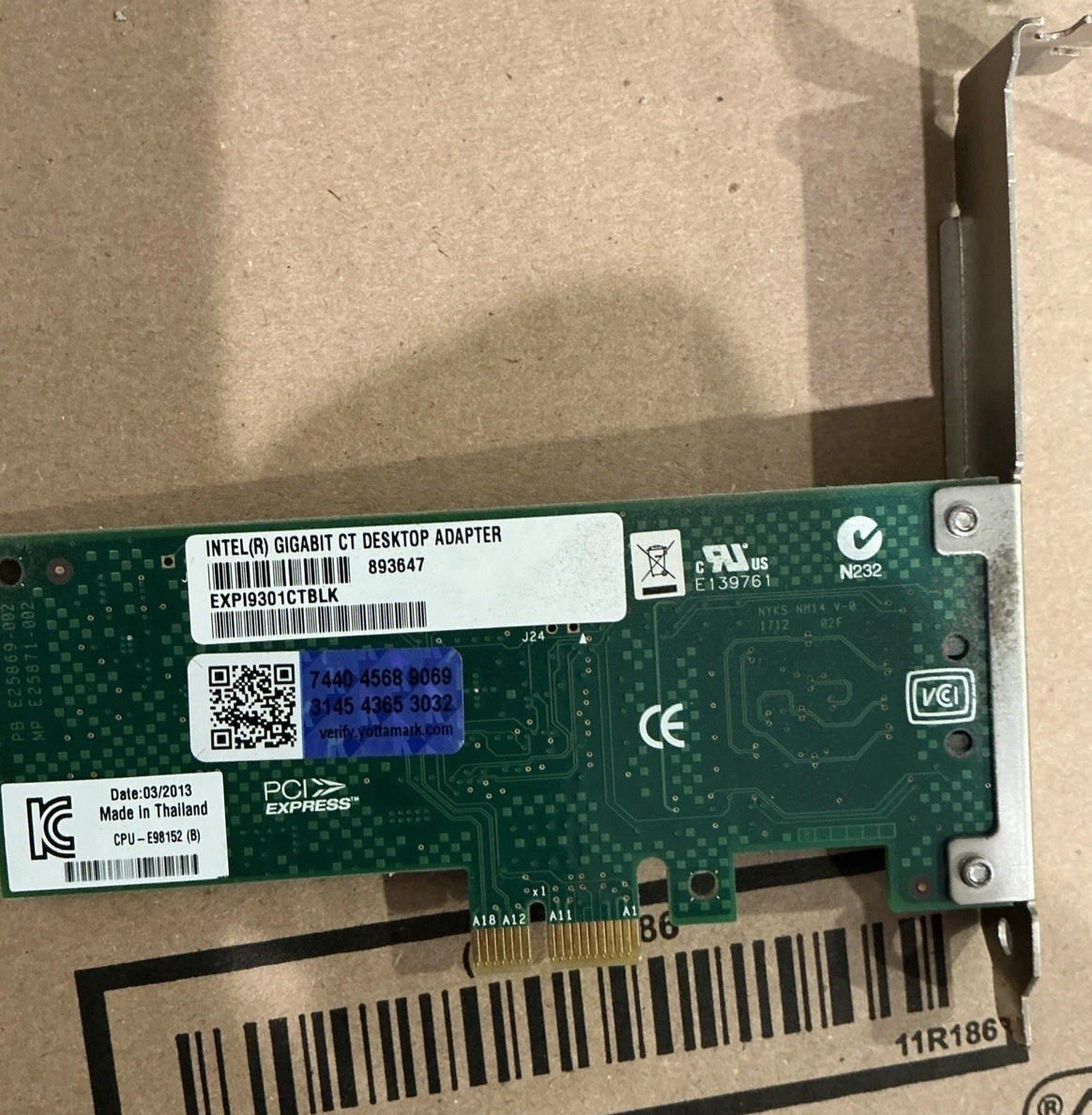 Intel PCI Express Gigabit Ethernet Adapter Card PCIe – EXPI9301CTBLK