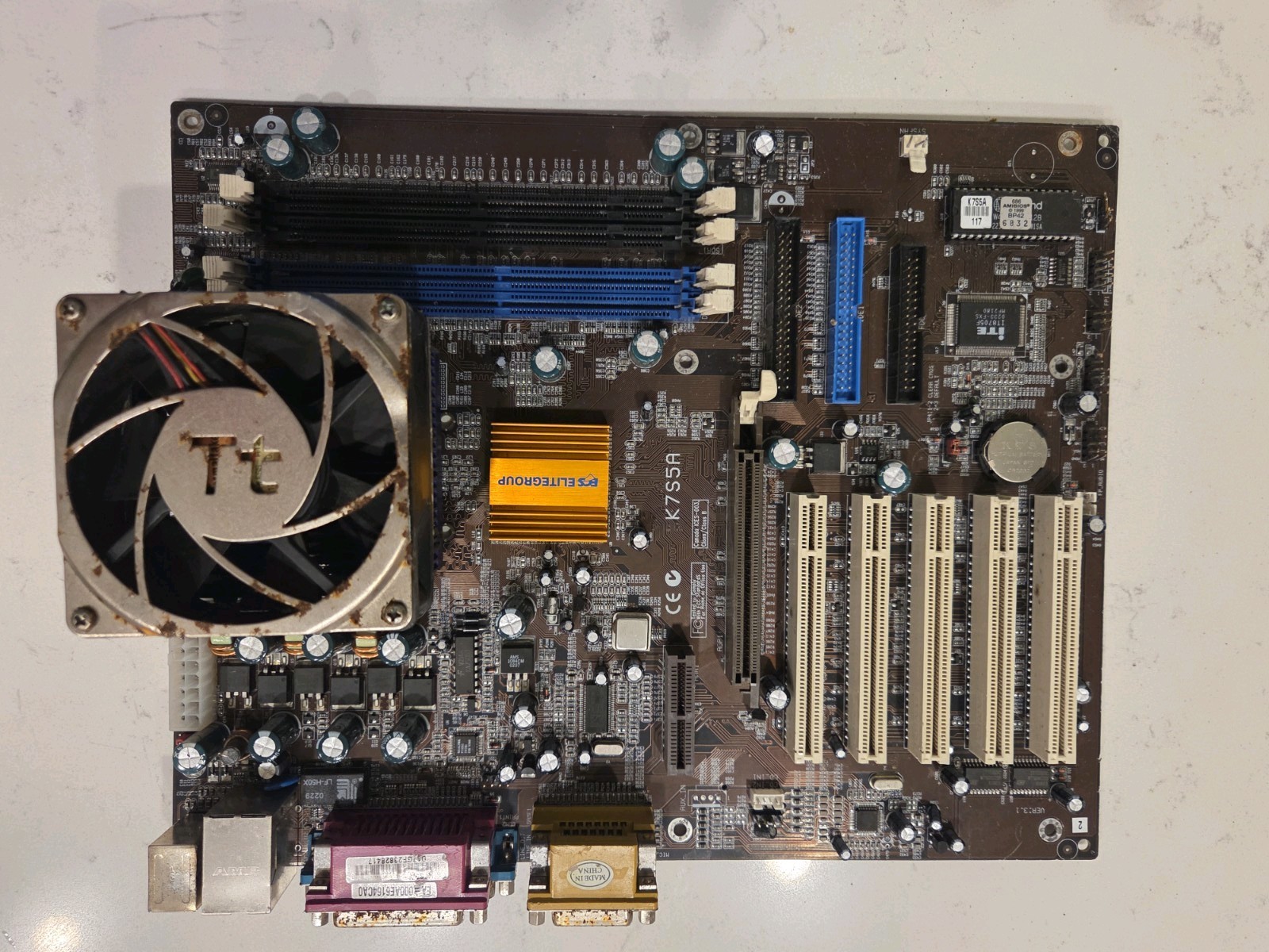 ECS (Elitegroup) K7S5A motherboard, a legendary «bridge» board from 2001-2002