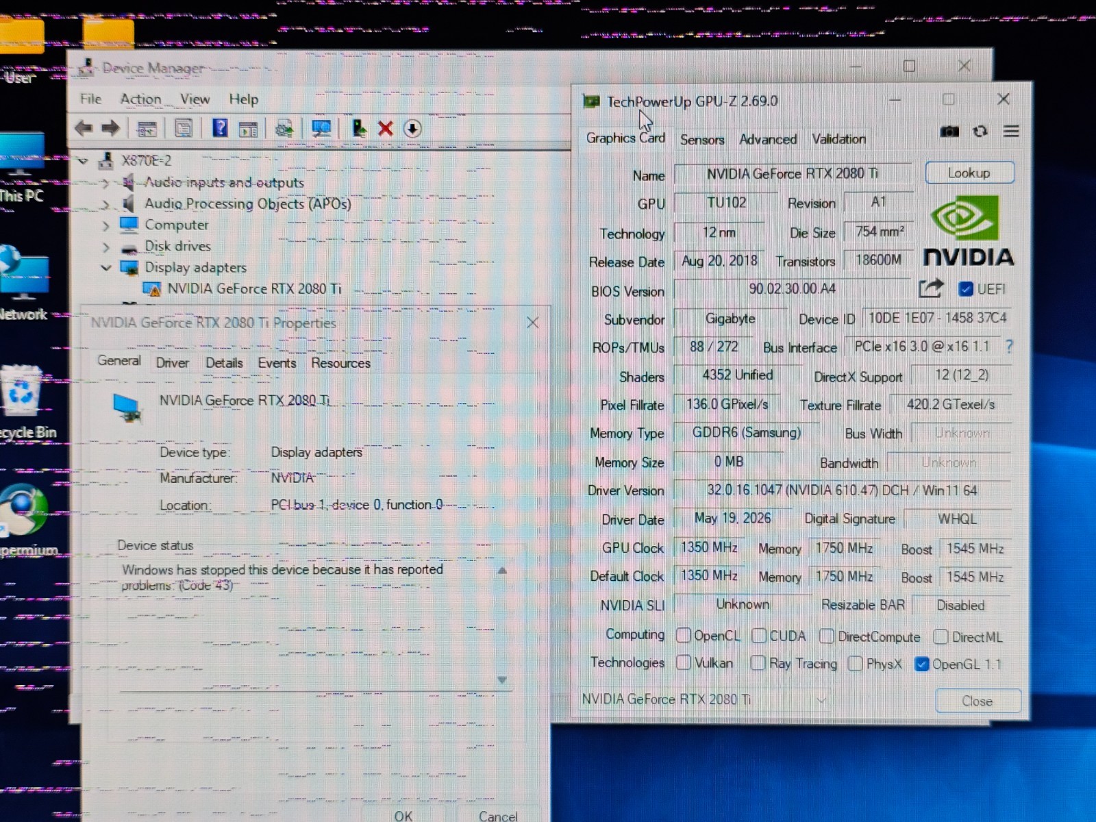 [NOT WORKING] GIGABYTE GeForce RTX 2080 Ti TURBO 11GB 11G 352-bit GDDR6 NVIDIA