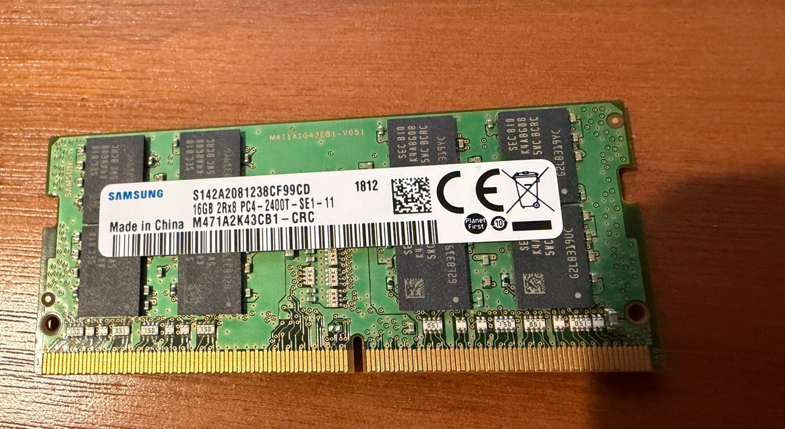 Samsung 16GB 2Rx8 PC4-2400T-SE1-11 DDR4 Laptop SDRAM M471A2K43BB1-CRC