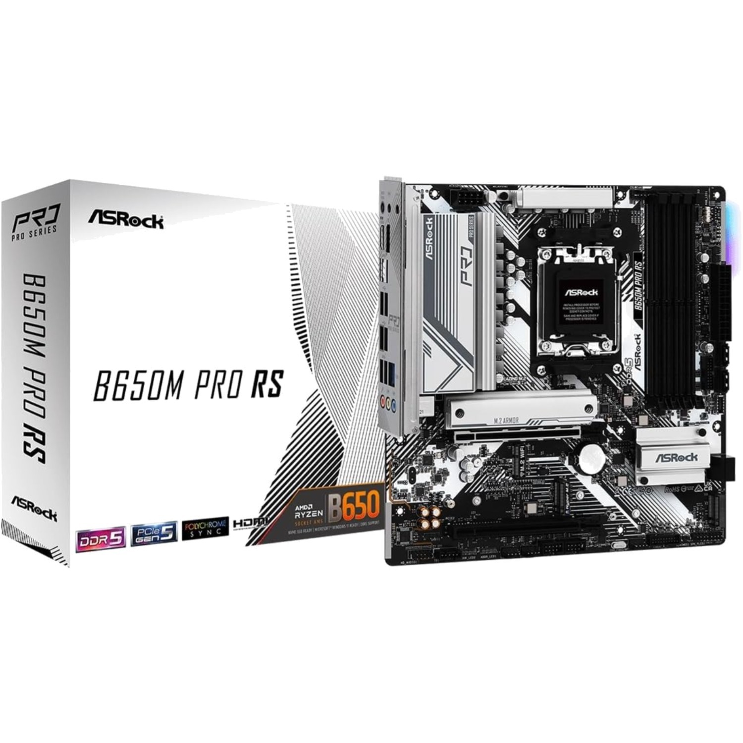Motherboard AMD B650 Micro ATX DDR5 4 Storage 2.5G LAN HDMI USB 3.2