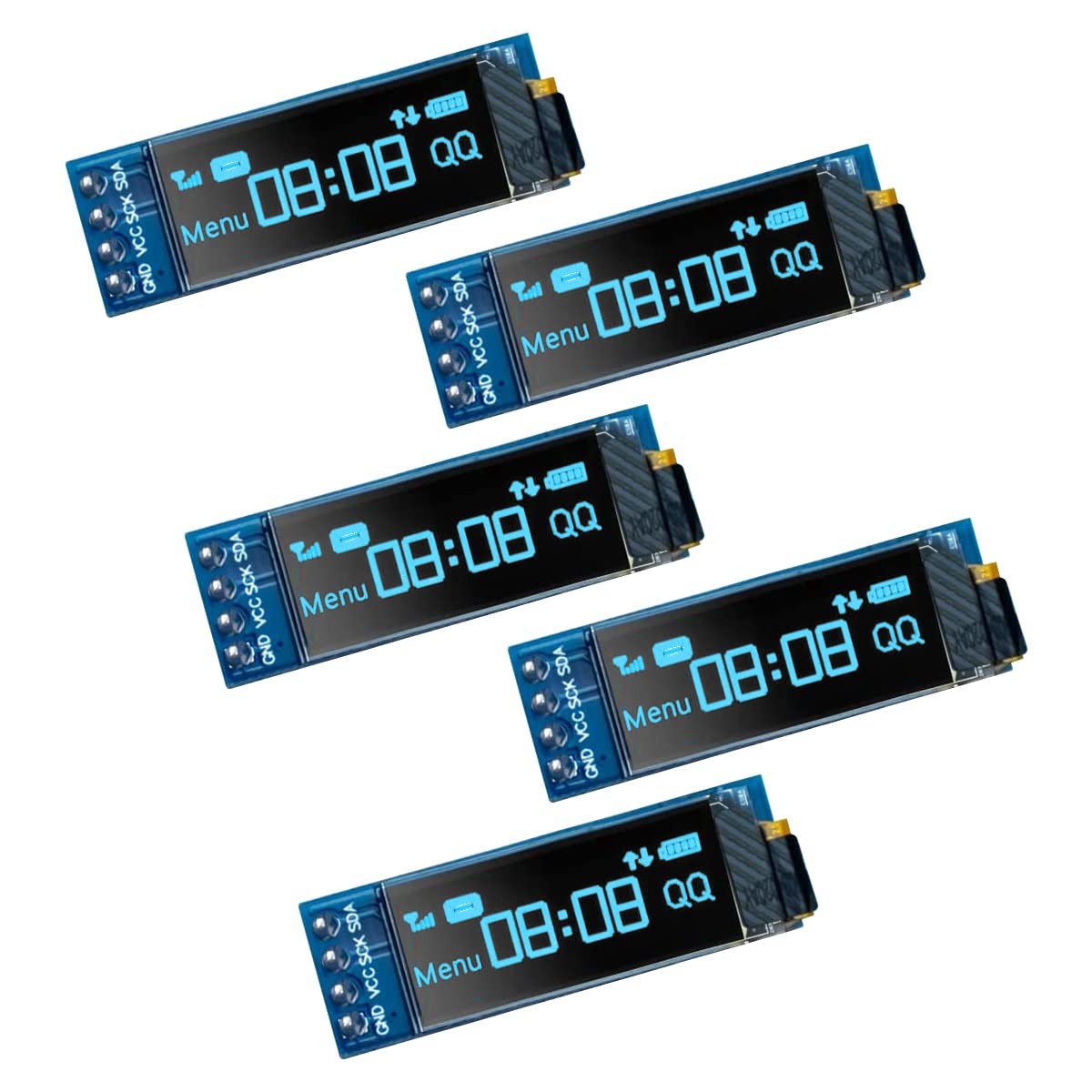 5 PCS 0.91 Inch I2C IIC OLED Display Screen Module DC 3.3V~5V Blue Color