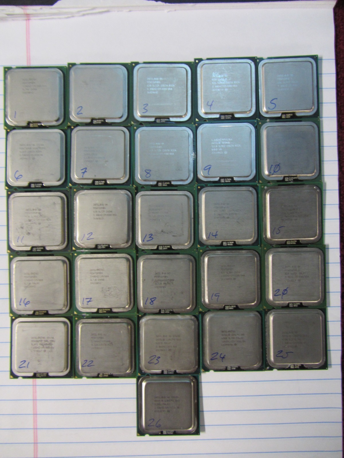 Pentium P4, D, Dual Core, Core 2 Duo, Celeron D, Xeon. Lot of 26, **SEE LIST**