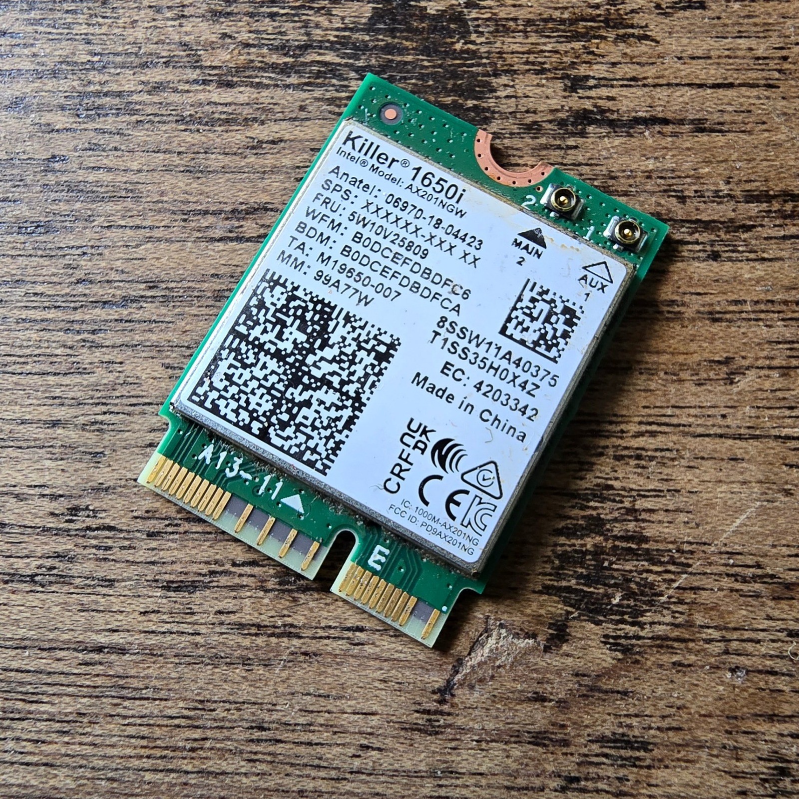 Intel Killer 1650i AX201NGW WiFi 6 Bluetooth 5.0 M.2 Wireless Card 5W10V25809