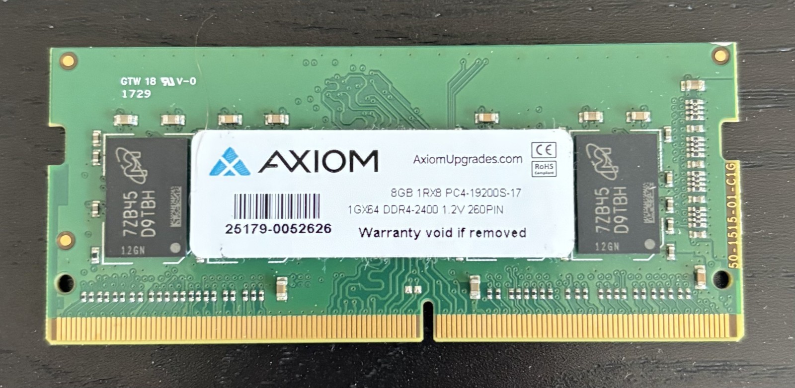 DDR4 Laptop Memory 8GB 1RX8 PC4-19200S-17 1GX64 DDR4-2400 1.2V 260