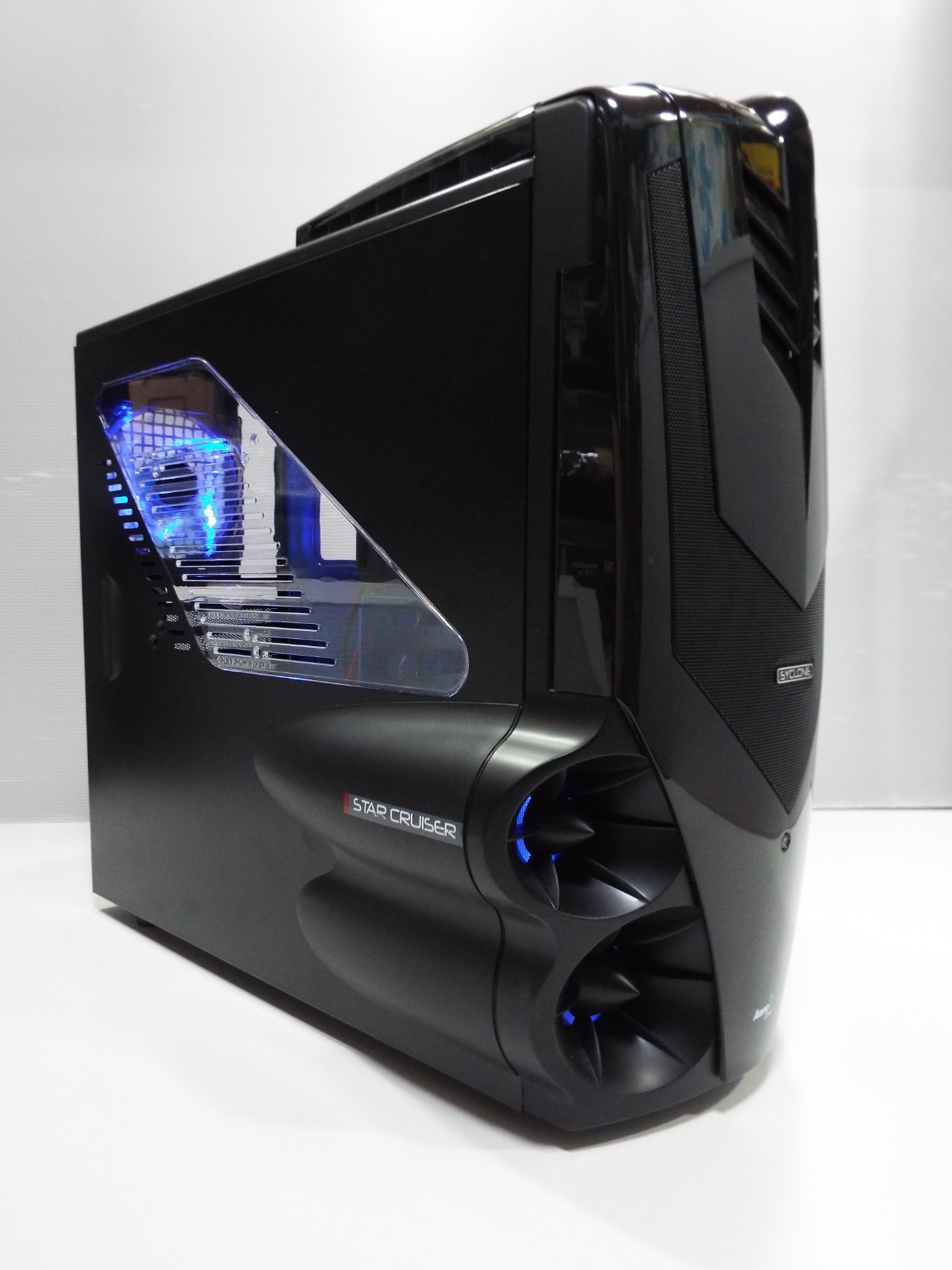 AeroCool ATX Mid Tower Cases Syclone II-Bk Black Blue with LED fan