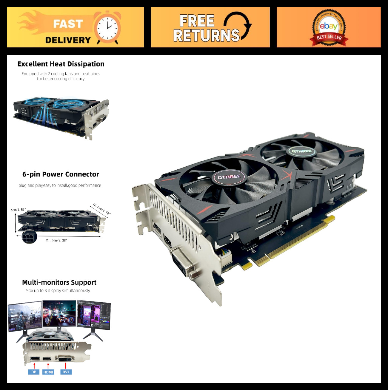 4GB GTX 960 Graphics Card GDDR5 128-bit DP HDMI DVI PCIe Video Card for PC