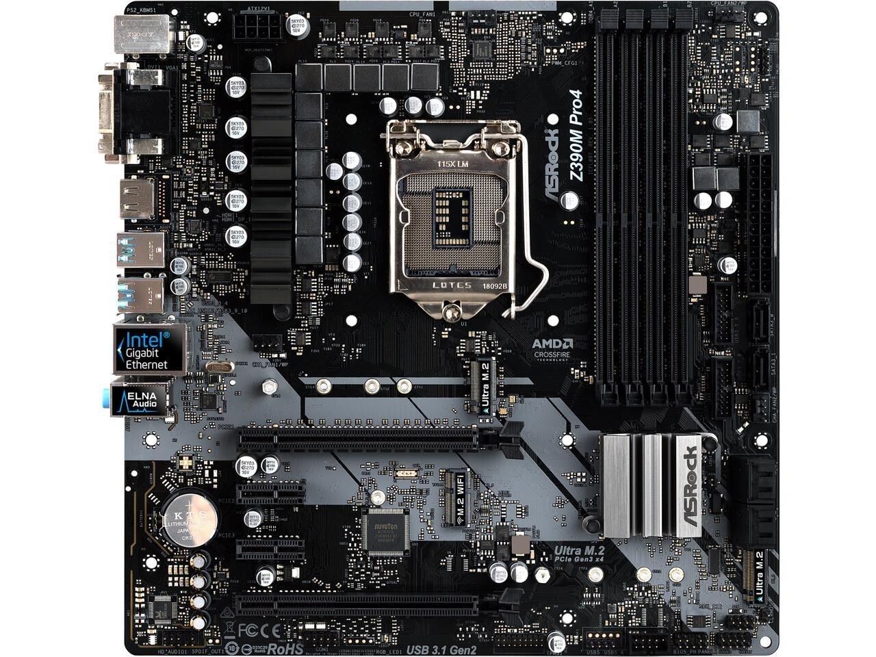ASRock Z390M Pro4 LGA 1151 (300 Series) Intel Z390 Micro ATX Intel Motherboard