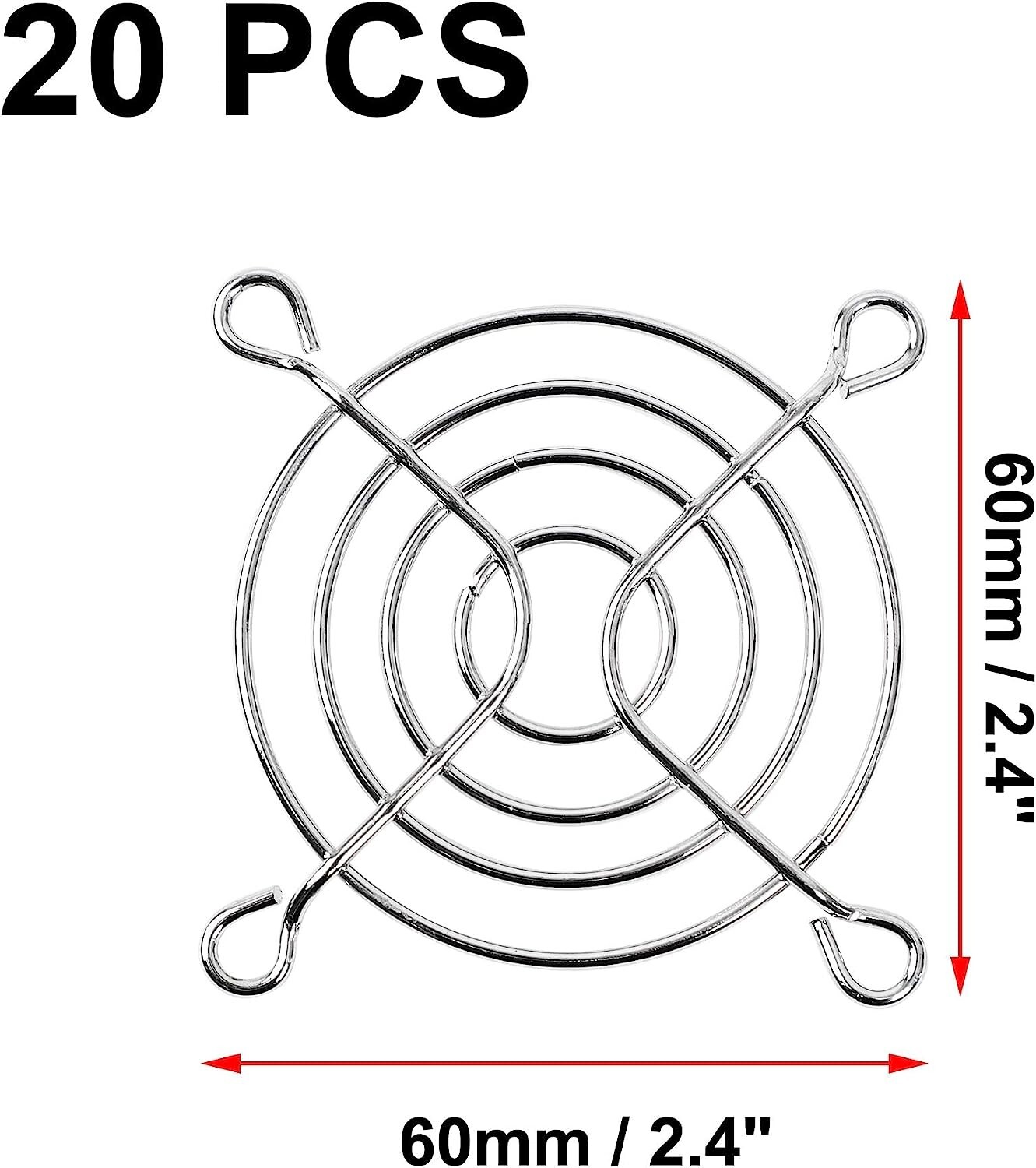 uxcell 20pcs Silver Tone Metal Grill Protector Finger Guard for 60mm Case Fan