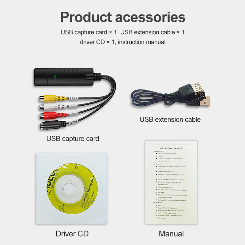USB 2.0 Audio TV Video VHS to DVD VCR PC DVR HDD Converter Adapter Capture Card