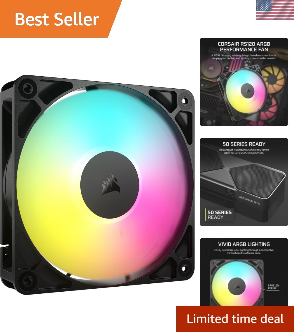 Efficient RS120 120mm ARGB Fan – Quiet Operation, PWM Control, Black Design