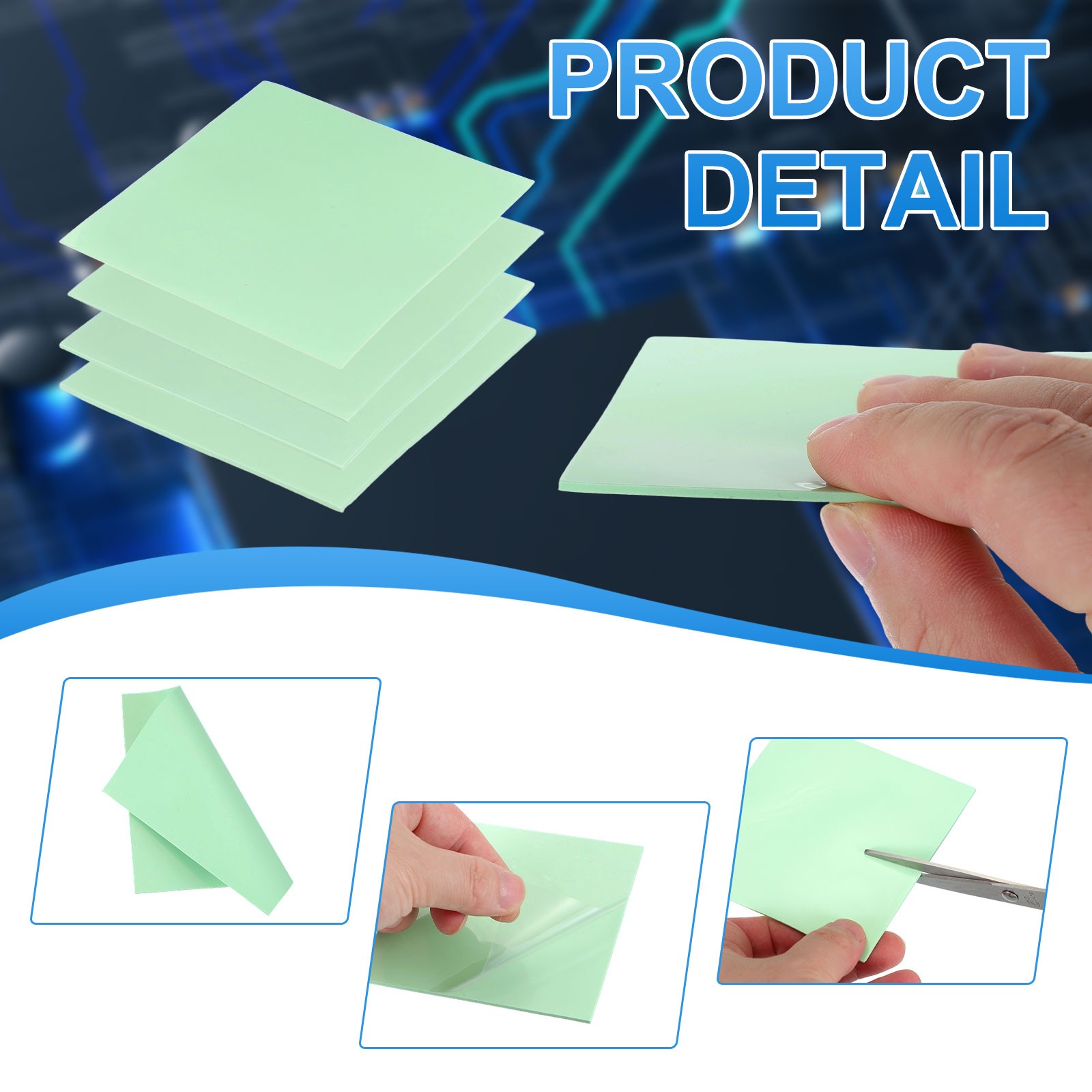 2 Pcs Thermal Pads 100x100x2mm for CPU GPU M.2 SSD NVMe Green