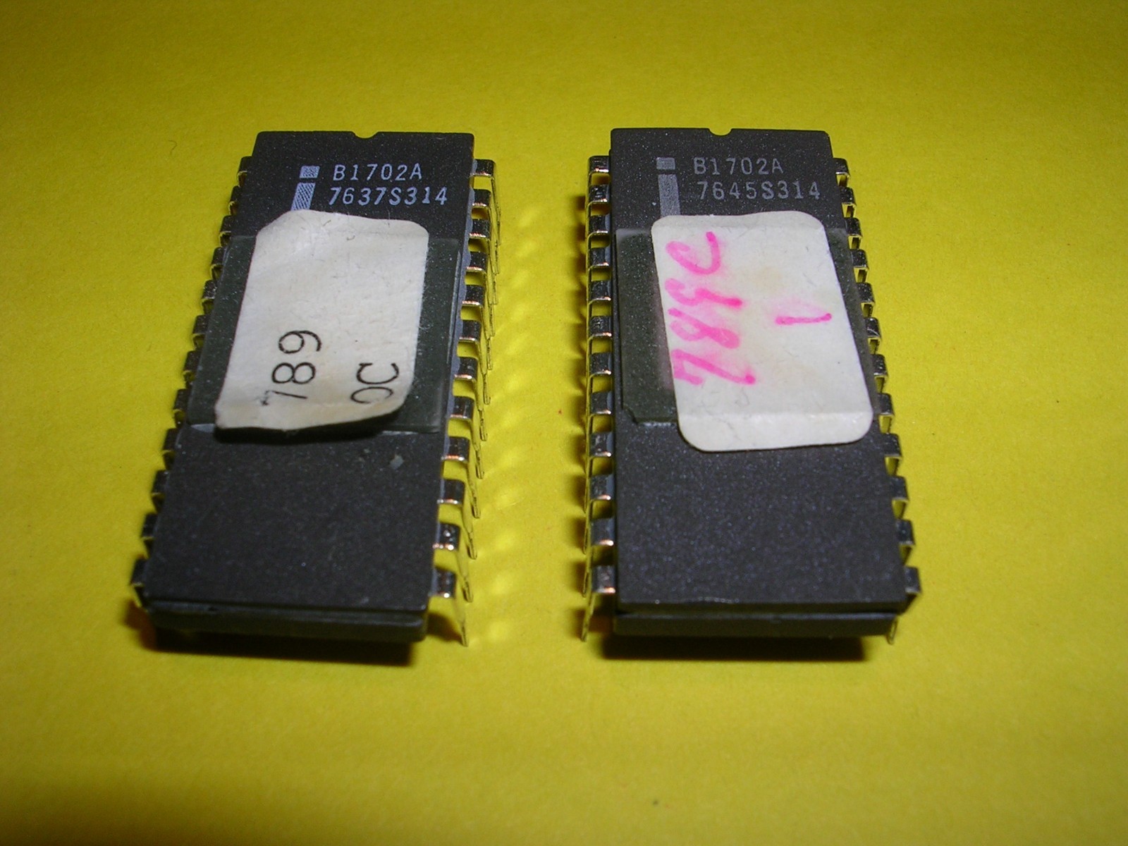 Two (2) Intel B1702A (C1702A, 1702A) EPROM Chips