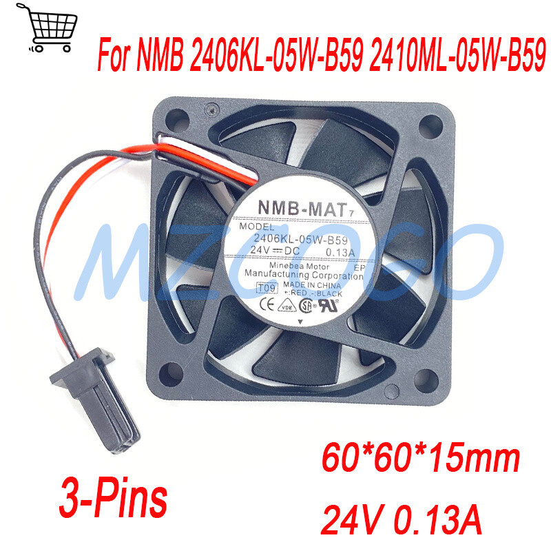 3-Pins 24V 0.13A Cooling Fan For 2406KL-05W-B59 2410ML-05W-B59 60*60*15mm