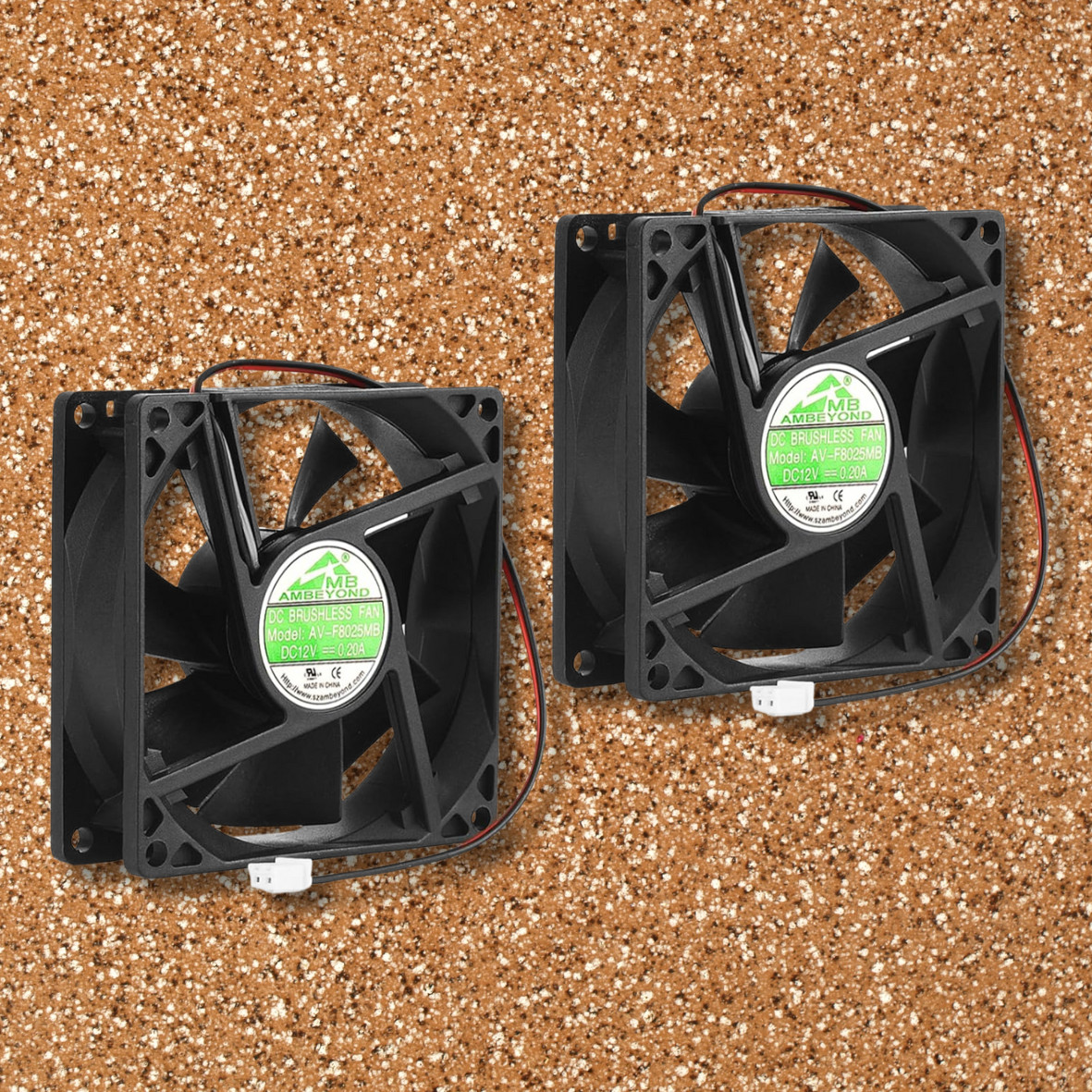 2 Pack 80mm by 80mm by 25mm 8025 12V DC 0.20A Ball Bearing Brushless Cooling Fan