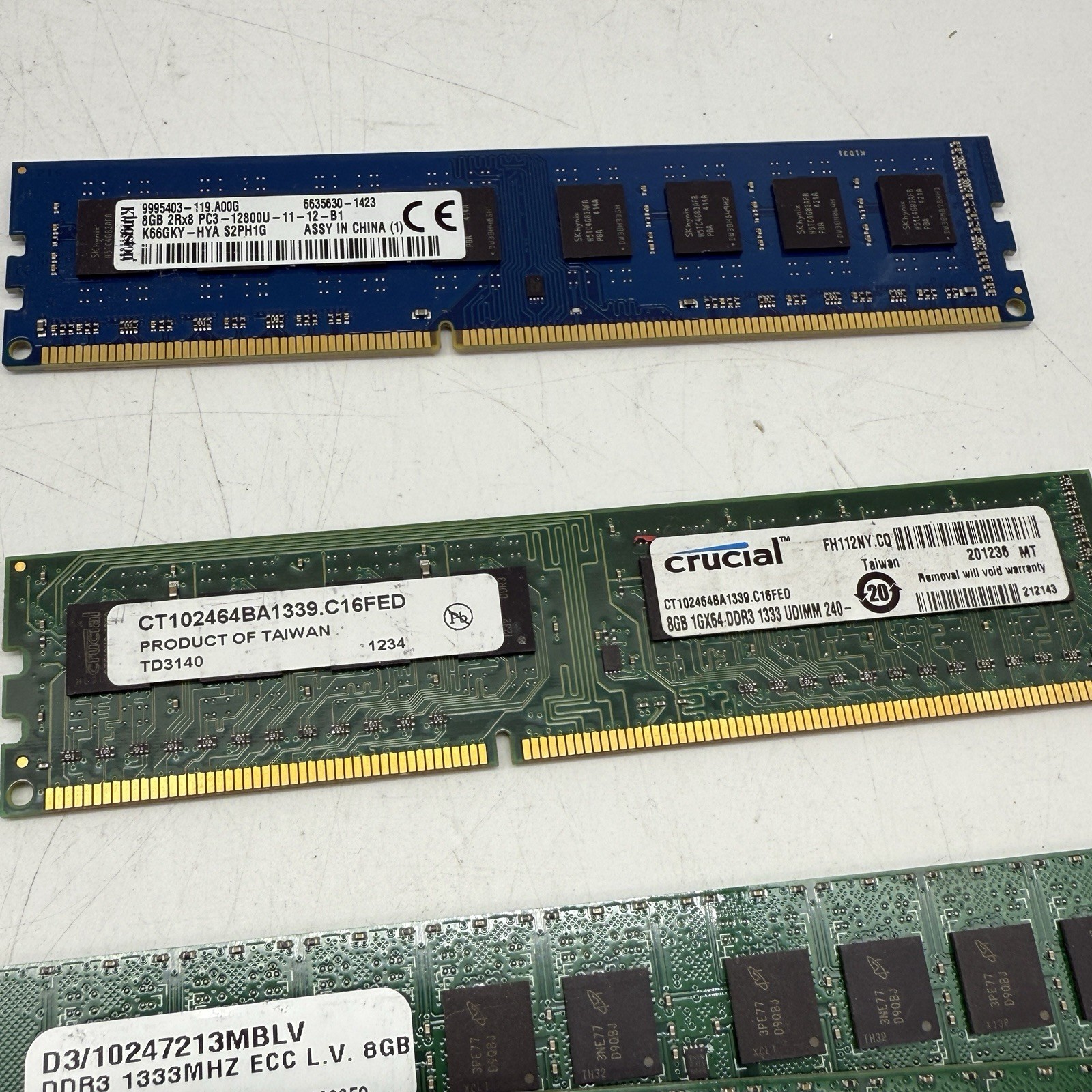 LOT OF 72 – 8GB DDR3 PC3/PC3L DIMM Desktop Memory RAM – Mixed Brands & Speed -J7