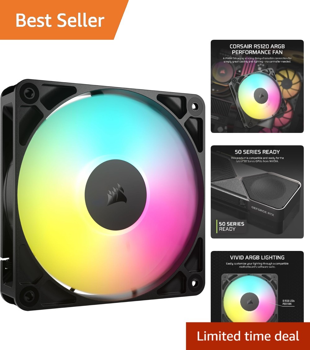 RS120 ARGB 120mm PWM Fan – Low-Noise, Magnetic Bearing, Desktop Ready