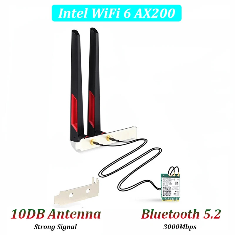 M.2 Desktop Kit For Intel WiFi 6E AX210 WiFi 6 AX200 WiFi 5 Wireless Card For PC