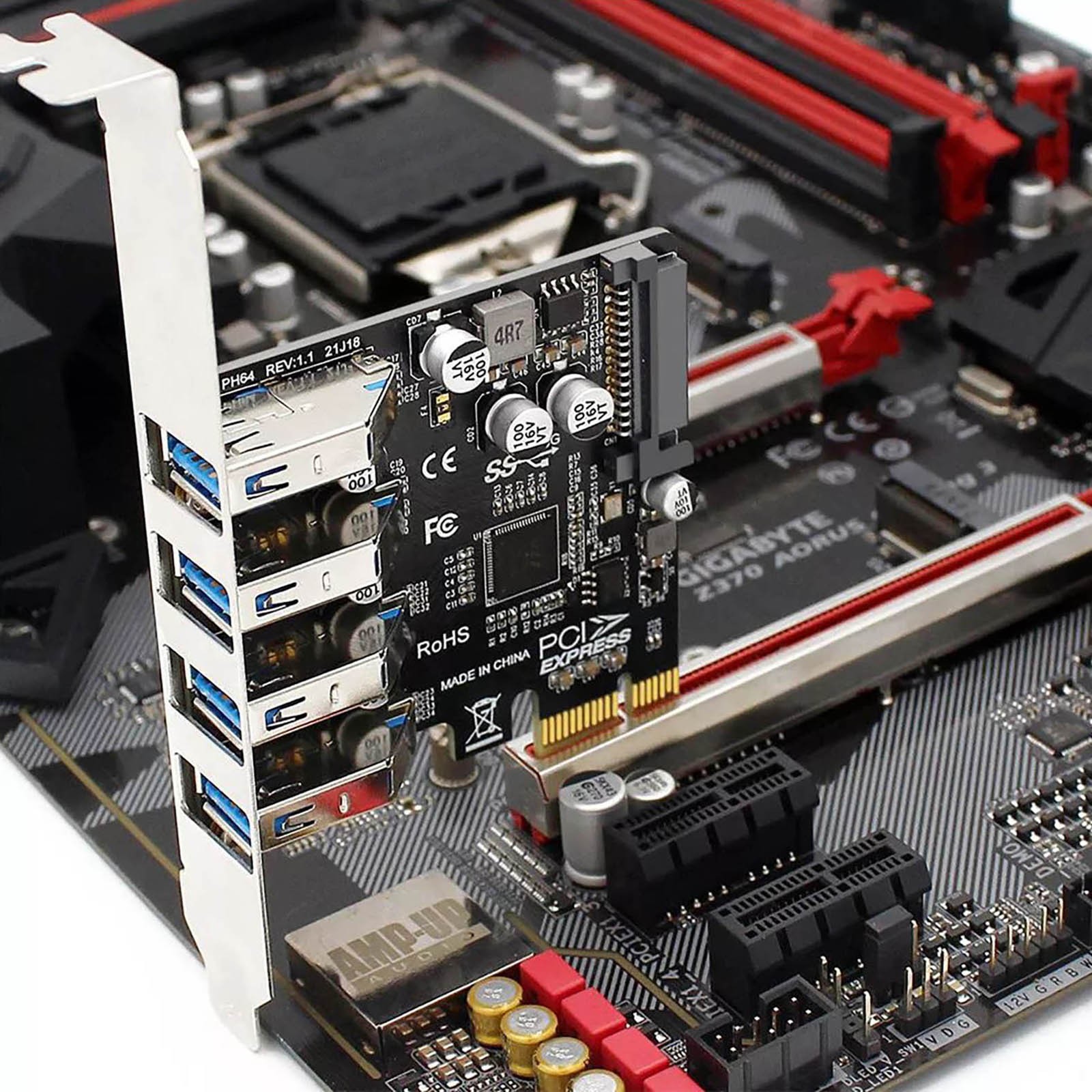 4-Ports PCI-E To USB 3.0 HUB PCI Express Expansion Card Adapter 5Gbps PH64 VL805