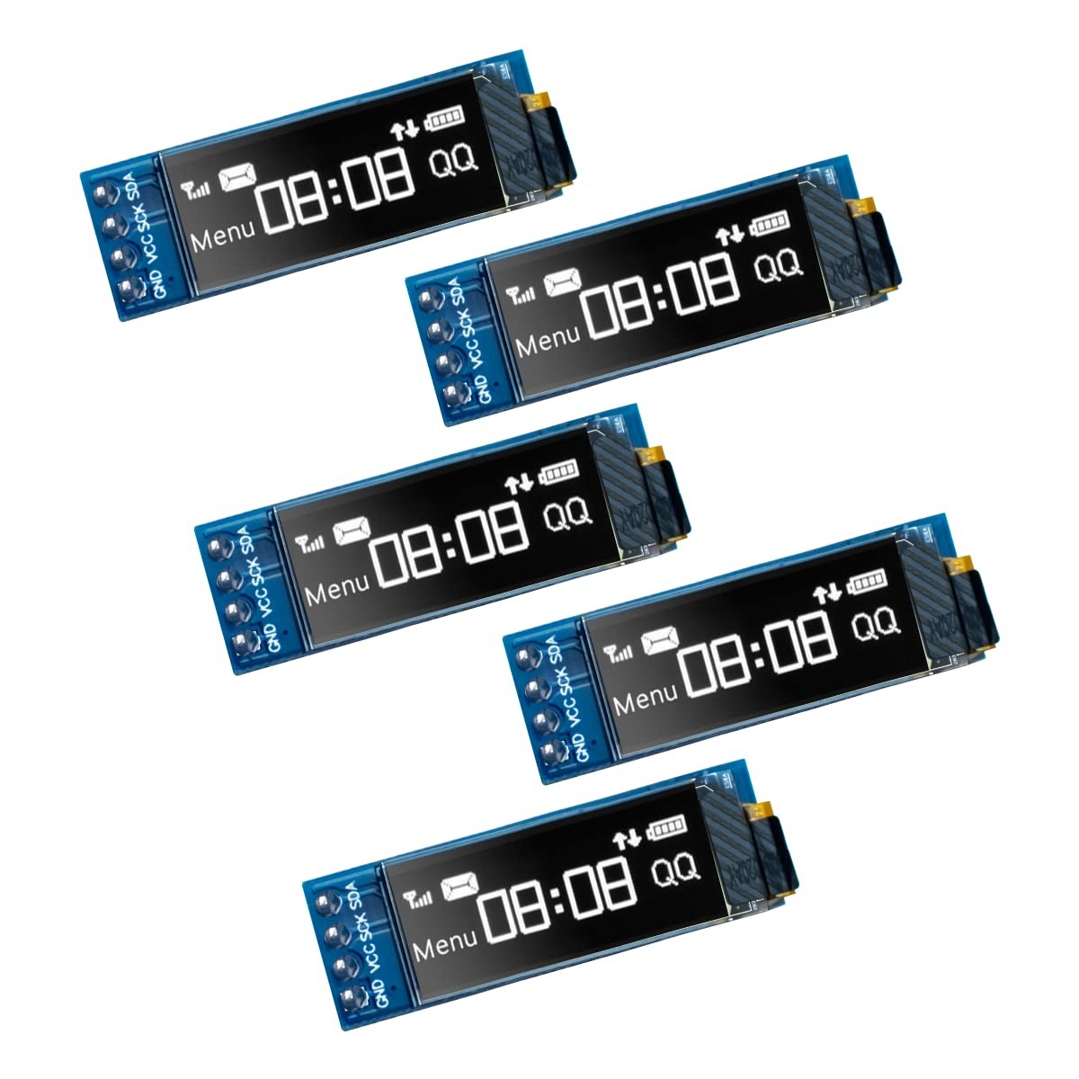 5 Pcs 0.91 Inch I2C OLED Display Module IIC OLED Screen DC 3.3V~5V Compatible…