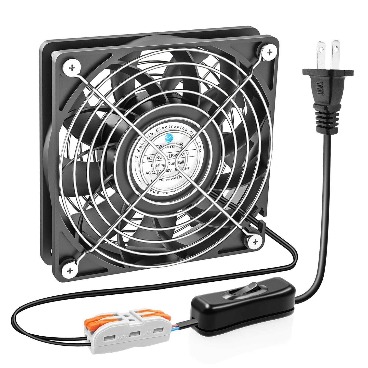 120mm Fan120x25mm EC Brushless Cooling Fan High Static Pressure AC 110V 120V …